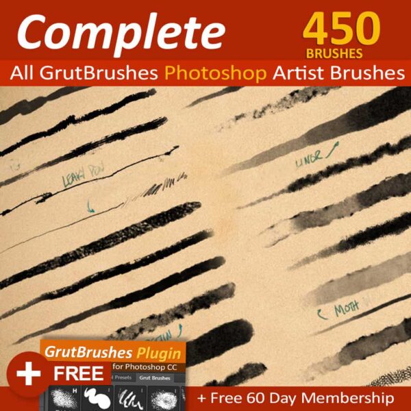 GrutBrushes Art Brushes Complete - 450 Photoshop Brushes